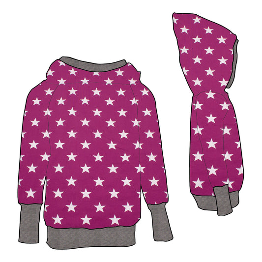 Kinder Retrohoodie Sterne beere
