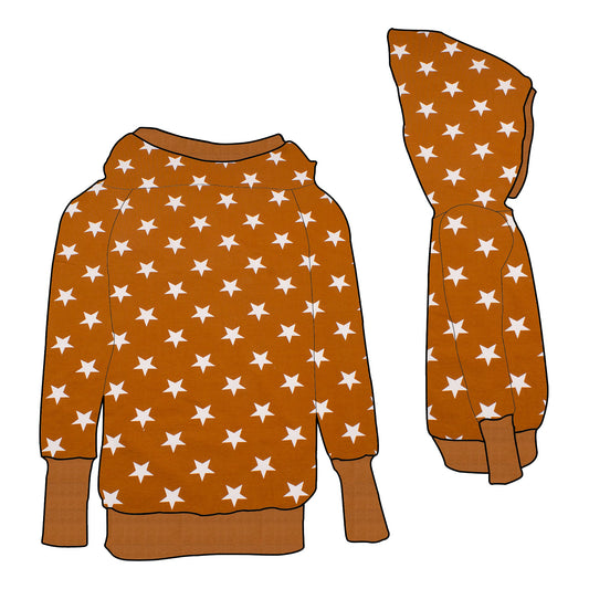 Kinder Retrohoodie Sterne ocker