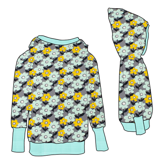Kinder Retrohoodie Retro Blumenwiese