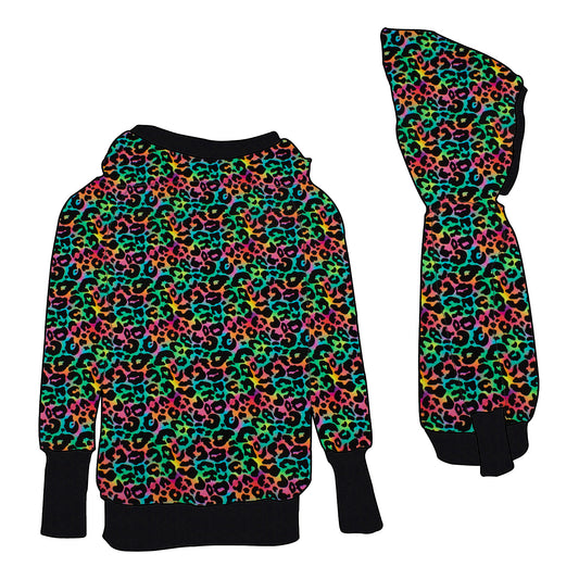 Damen Retrohoodie Leo Regenbogenfarben