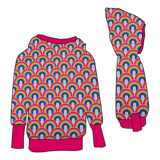 Damen Retrohoodie Regenbogen bunt