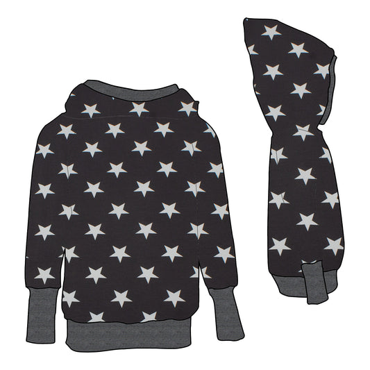 Kinder Retrohoodie Sterne grau
