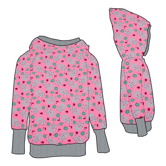 Damen Retrohoodie Nilpferd rosa