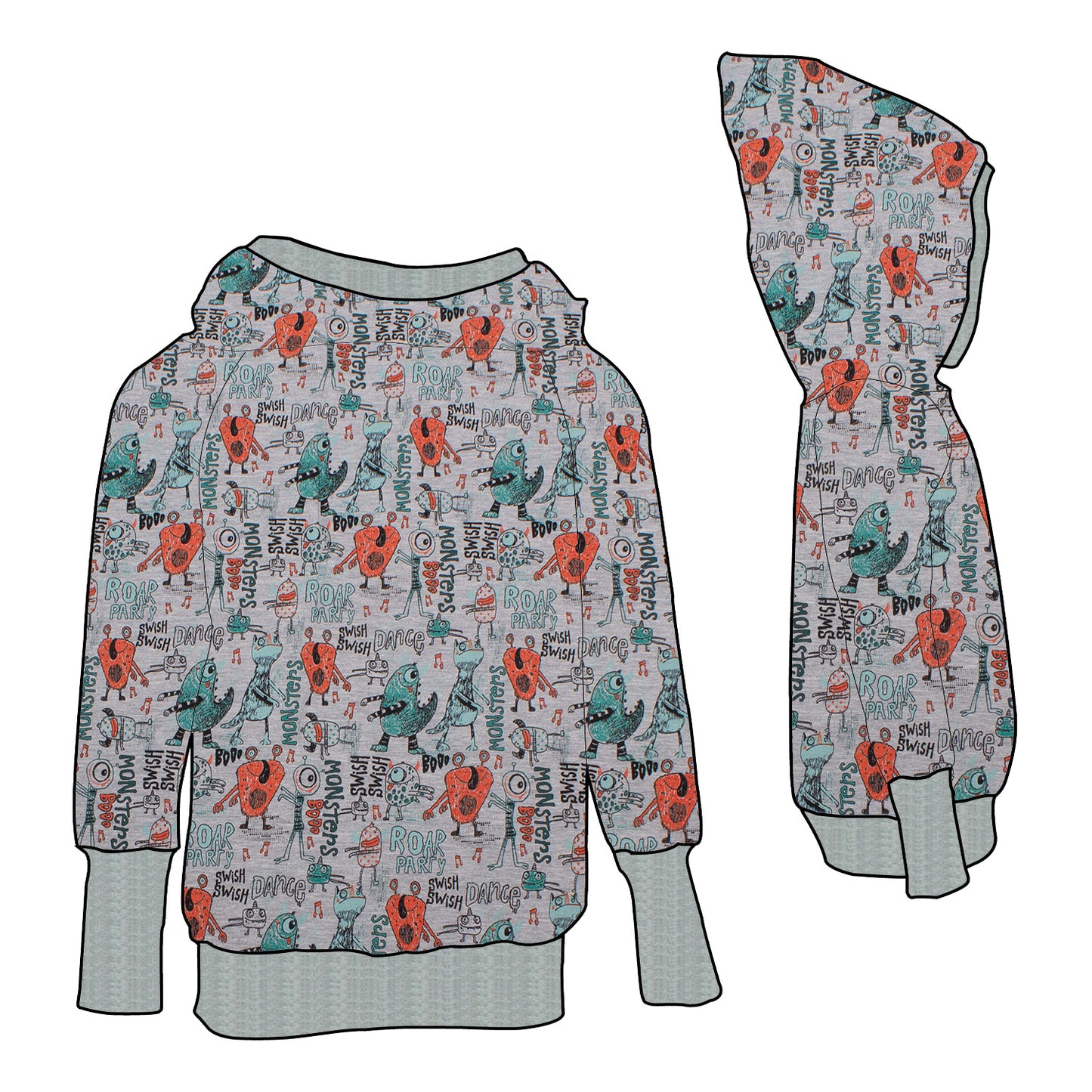 Damen Retrohoodie Partymonster
