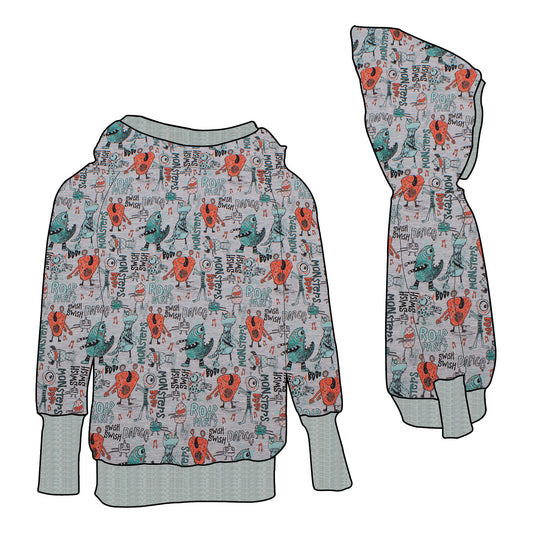 Damen Retrohoodie Partymonster