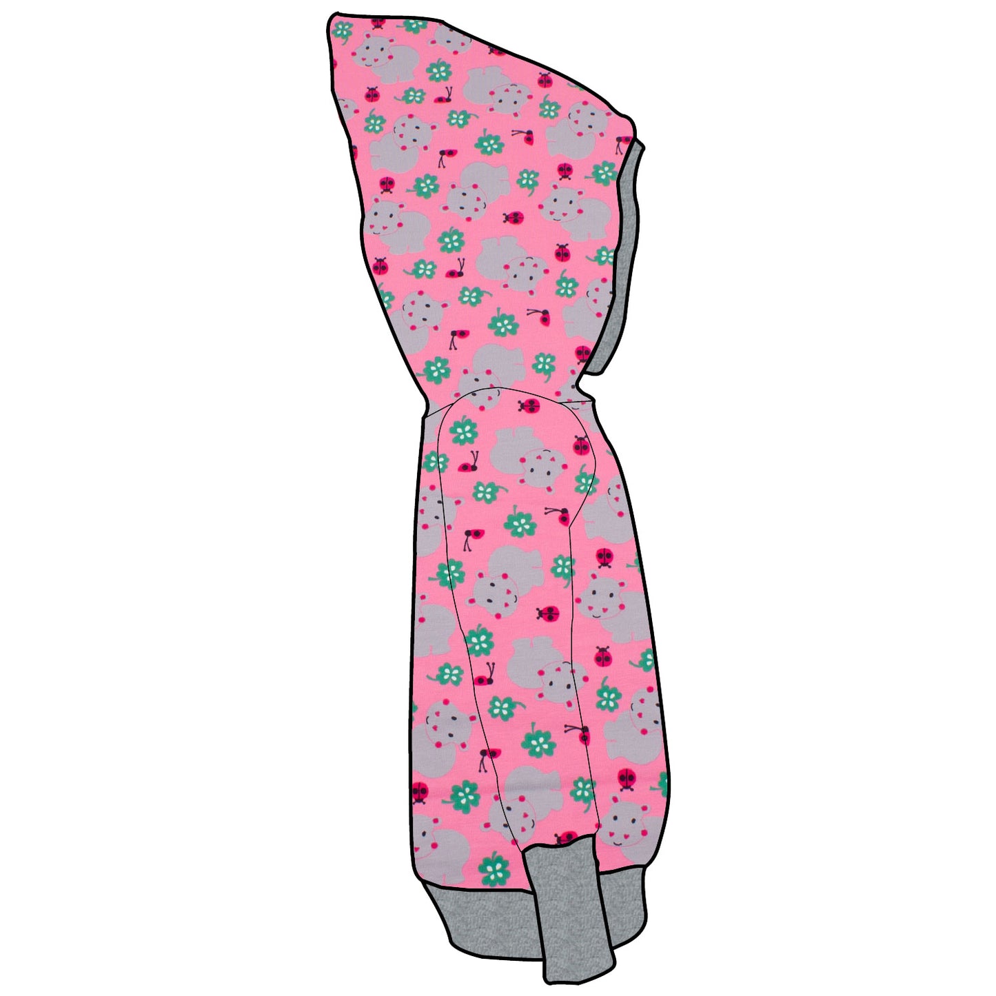 Damen Retrohoodie Nilpferd rosa
