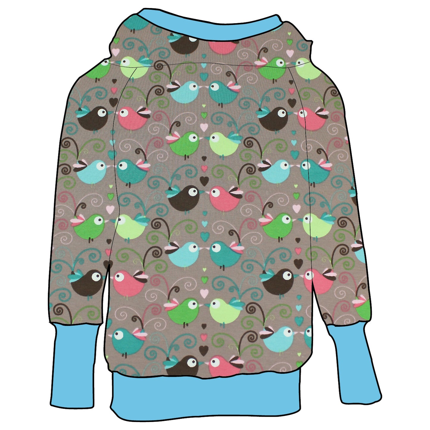Kinder Retrohoodie Bunte Vögel