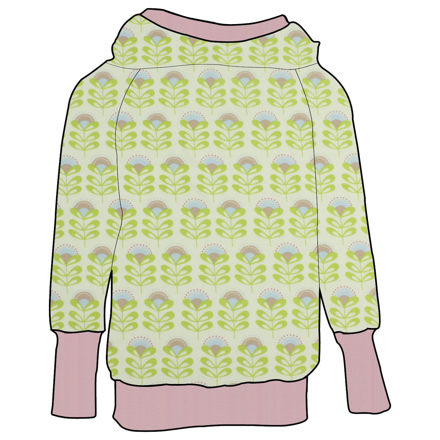 Damen Retrohoodie Kleine Blumen