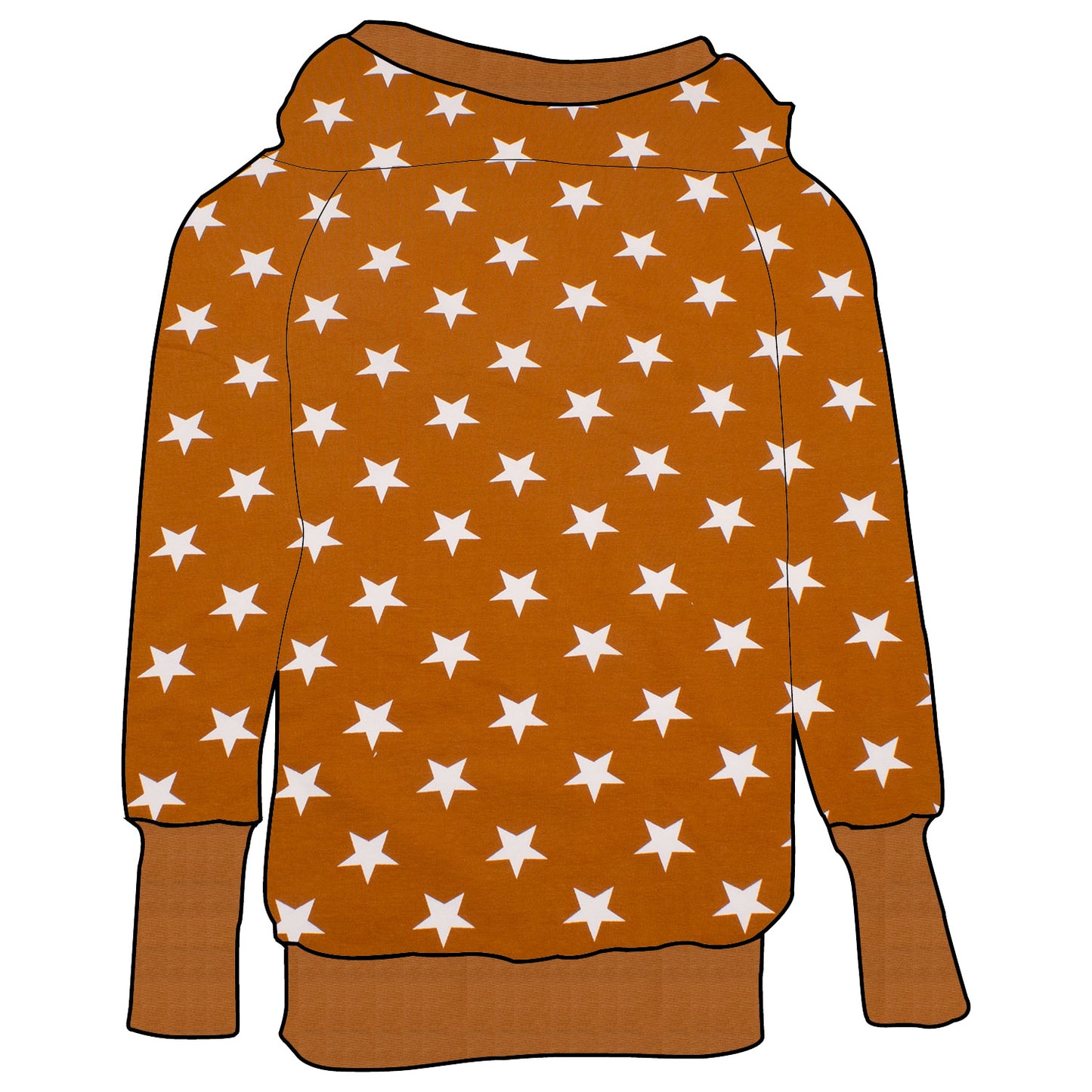 Damen Retrohoodie Sterne ocker