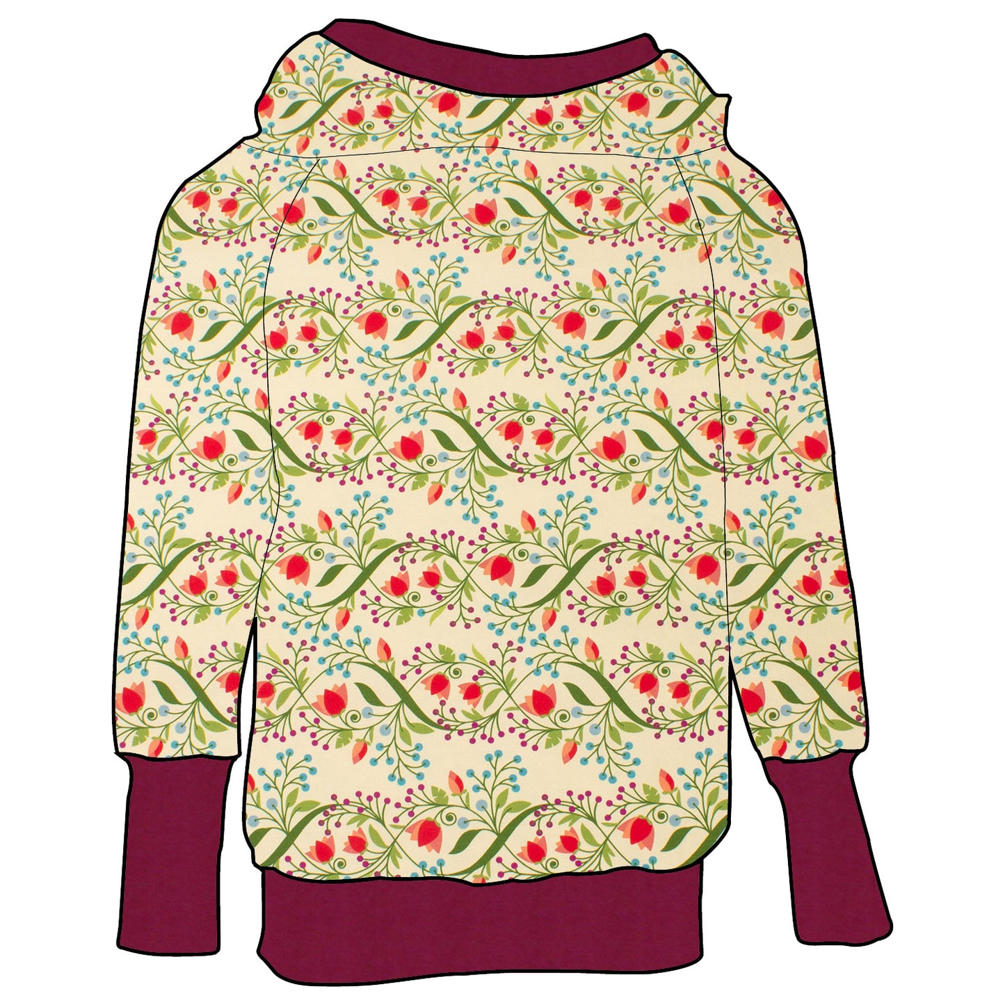 Kinder Retrohoodie Blumengarten