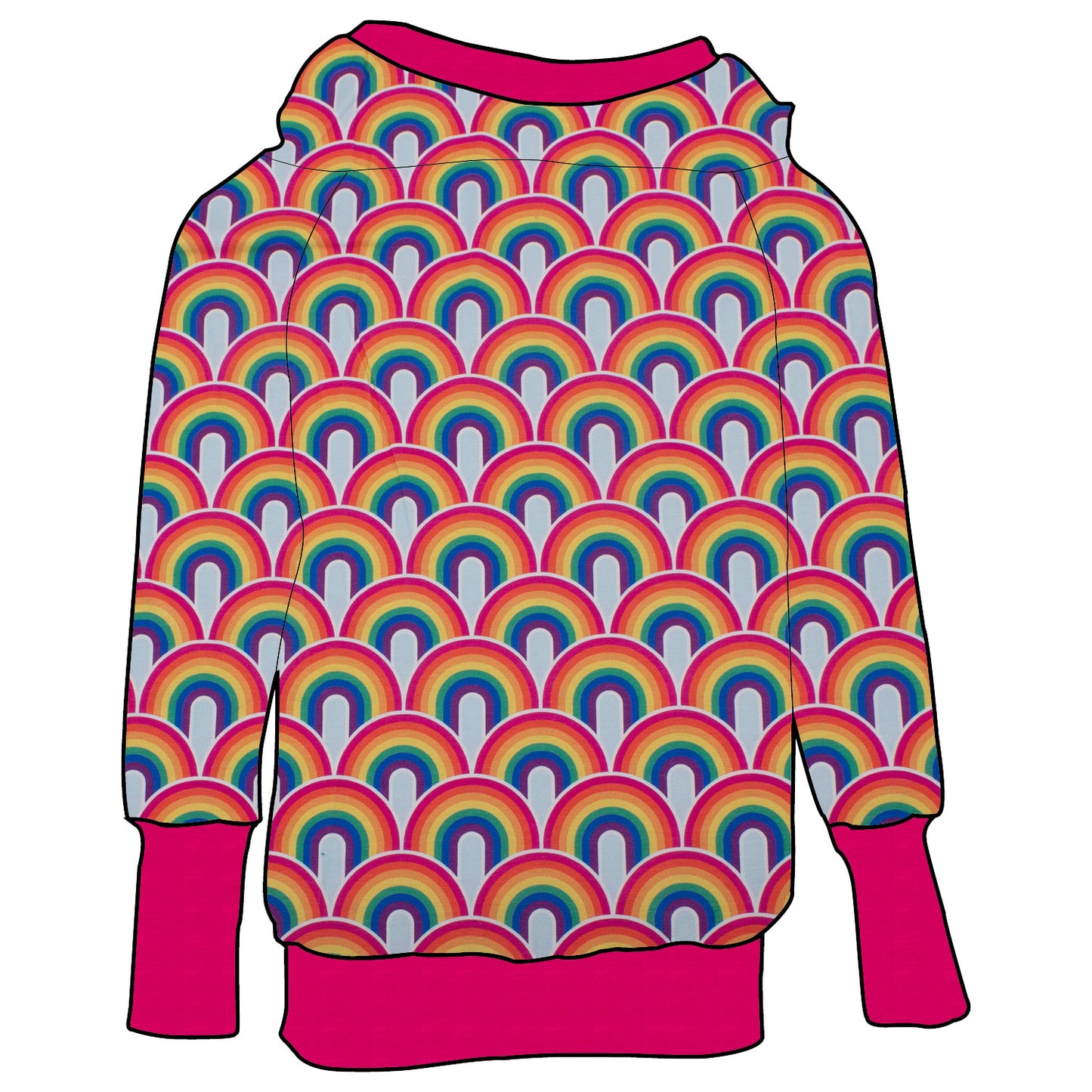 Damen Retrohoodie Regenbogen bunt