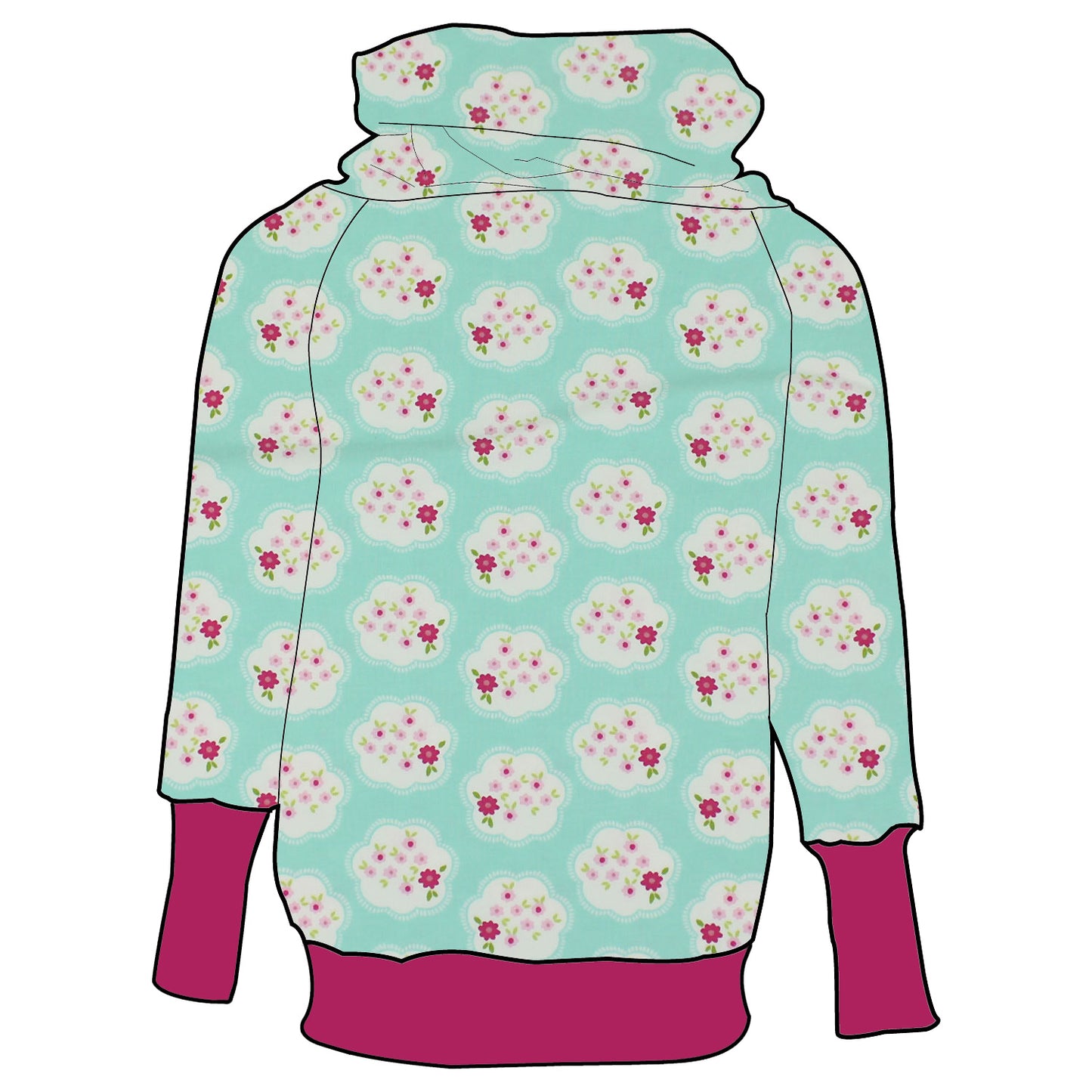 Damen Retrohoodie Blümchen