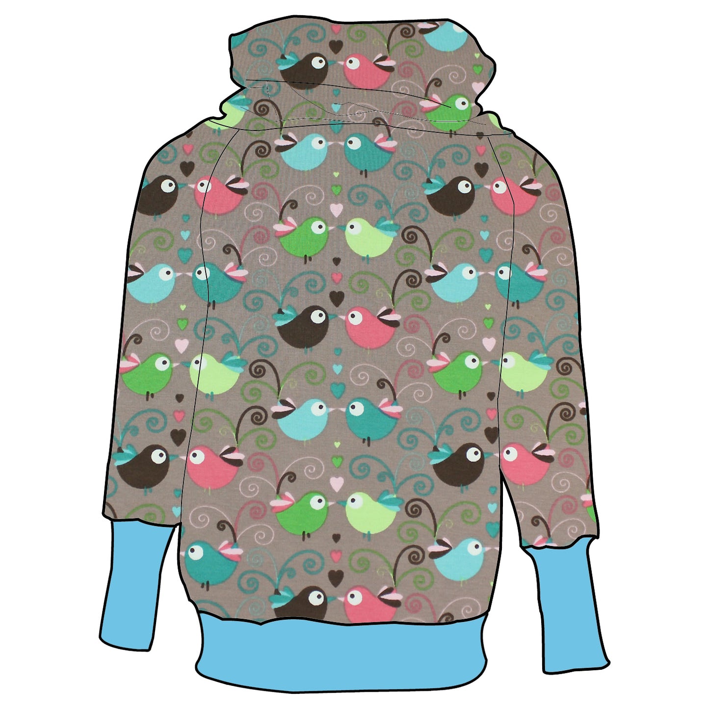 Kinder Retrohoodie Bunte Vögel