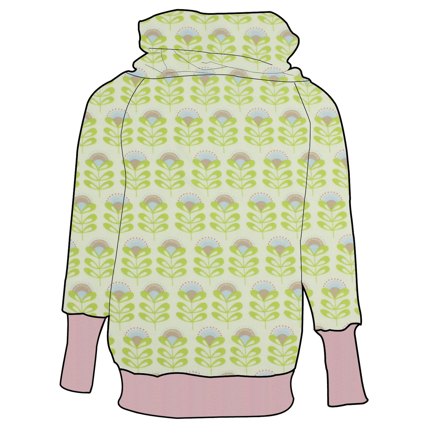Damen Retrohoodie Kleine Blumen
