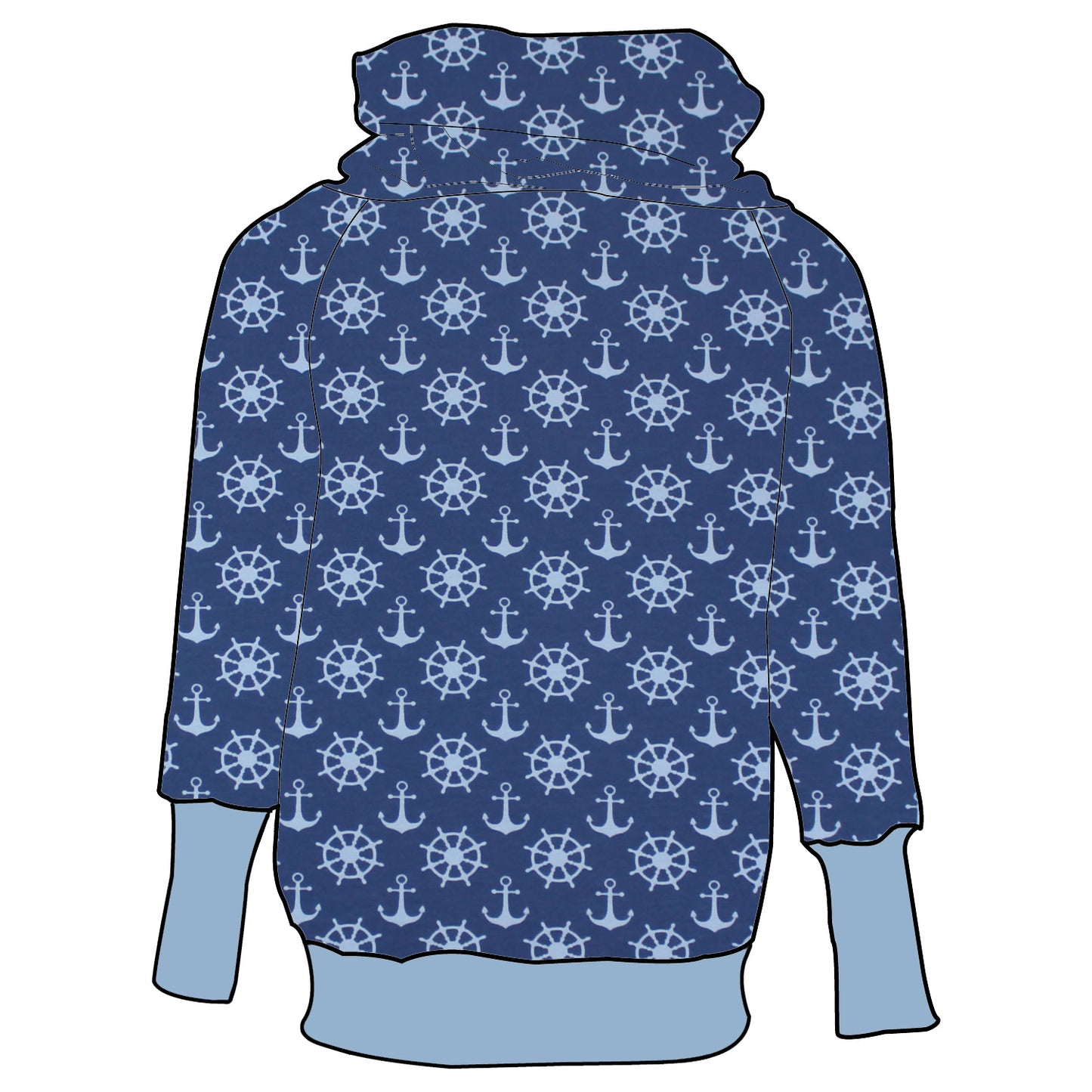 Kinder Retrohoodie Anker Steuerrad blau