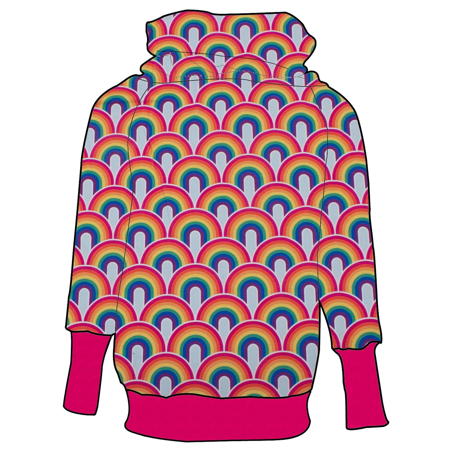 Damen Retrohoodie Regenbogen bunt