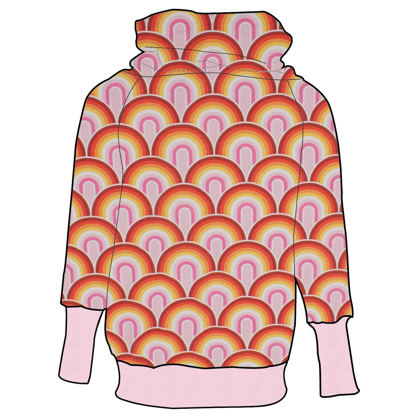 Damen Retrohoodie Regenbogen rosa