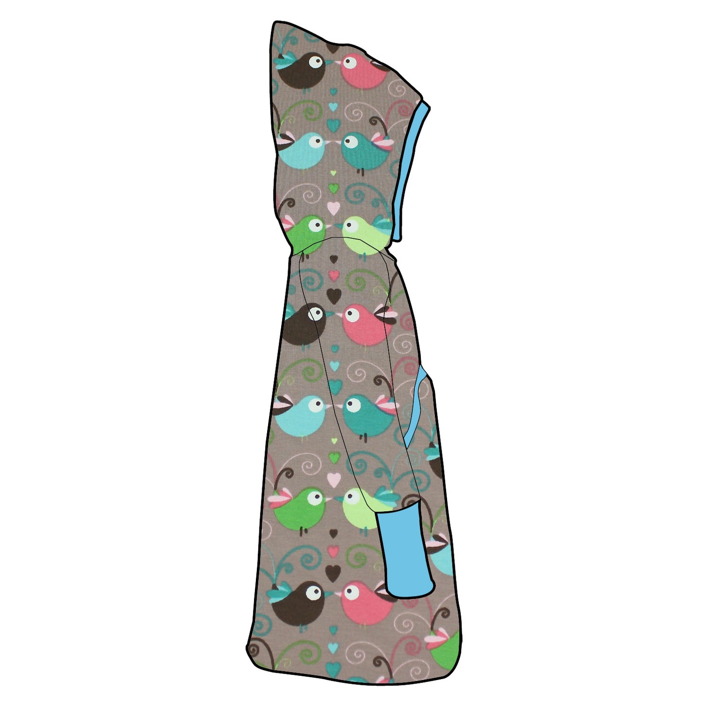 Kinder Retrokleid Hoodiekleid Bunte Vögel