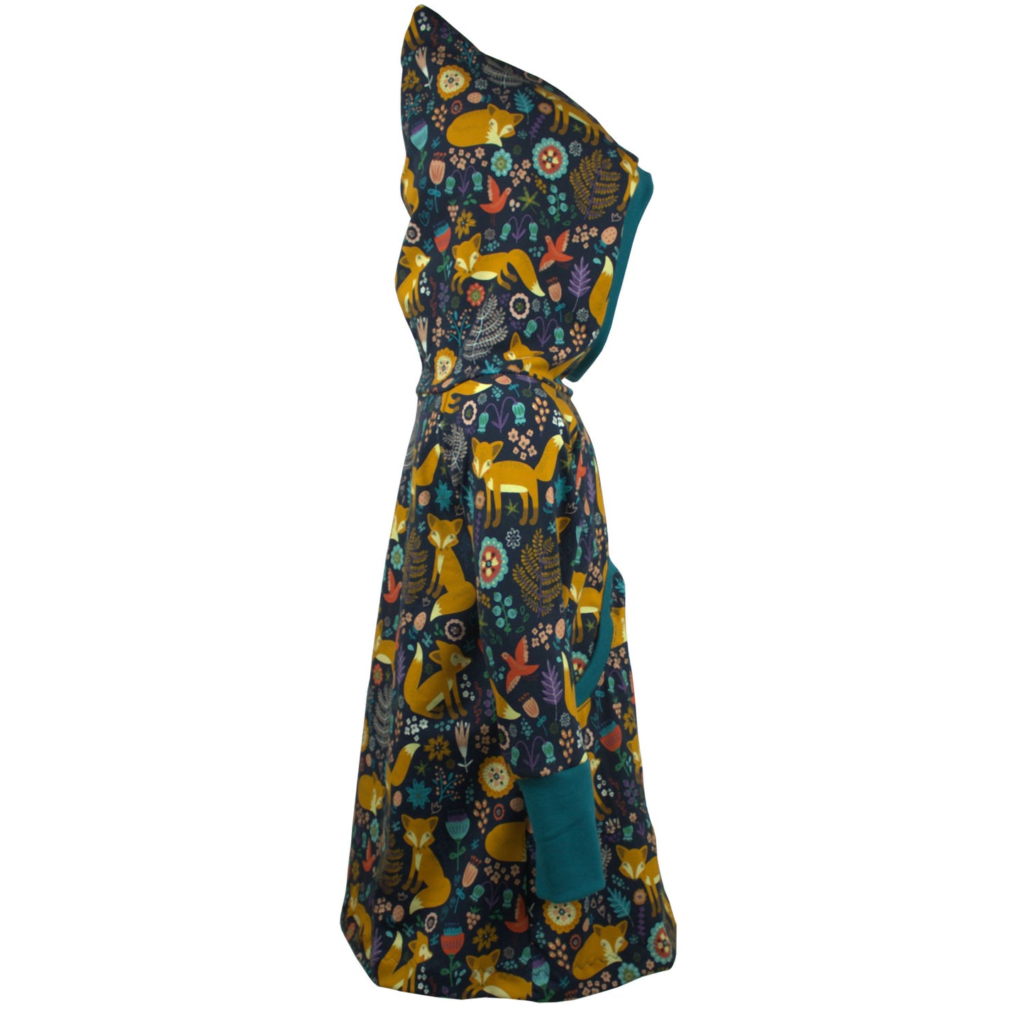 Damen Retrokleid Hoodiekleid Fuchs