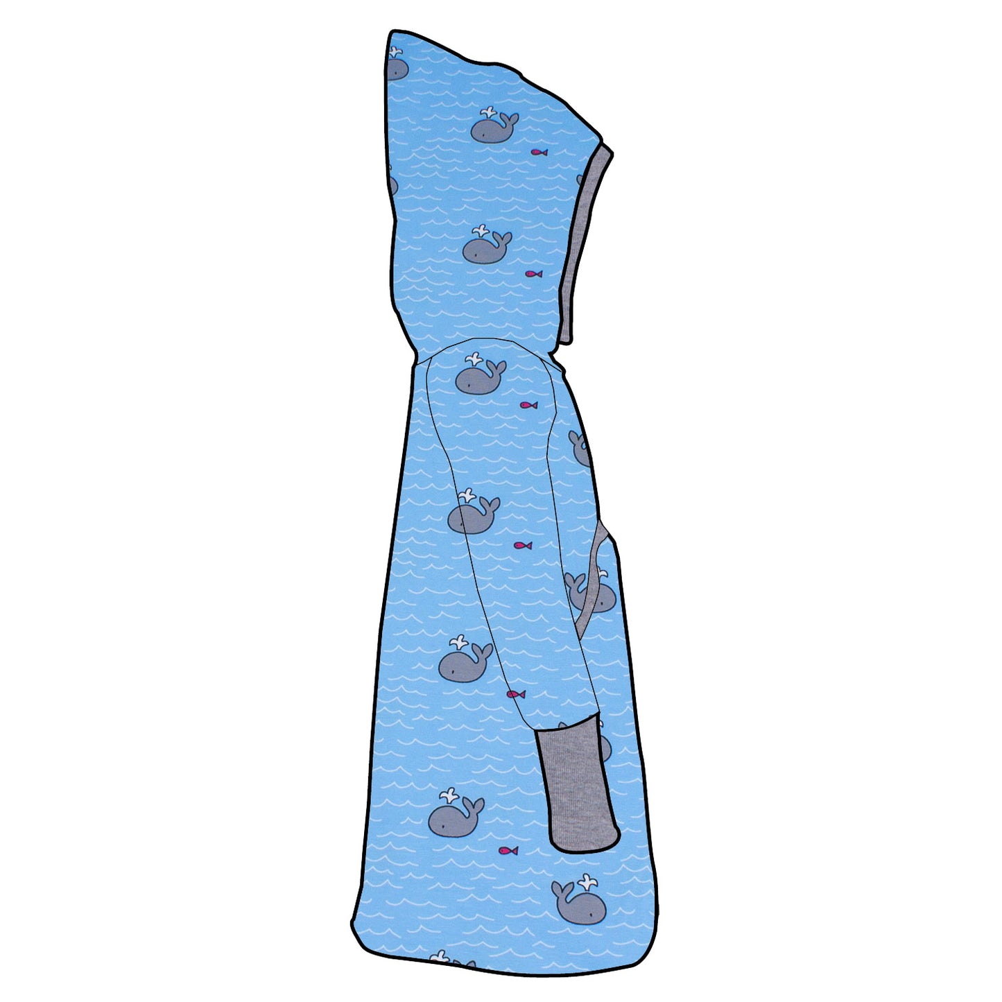 Kinder Retrokleid Hoodiekleid Kleiner Wal hellblau
