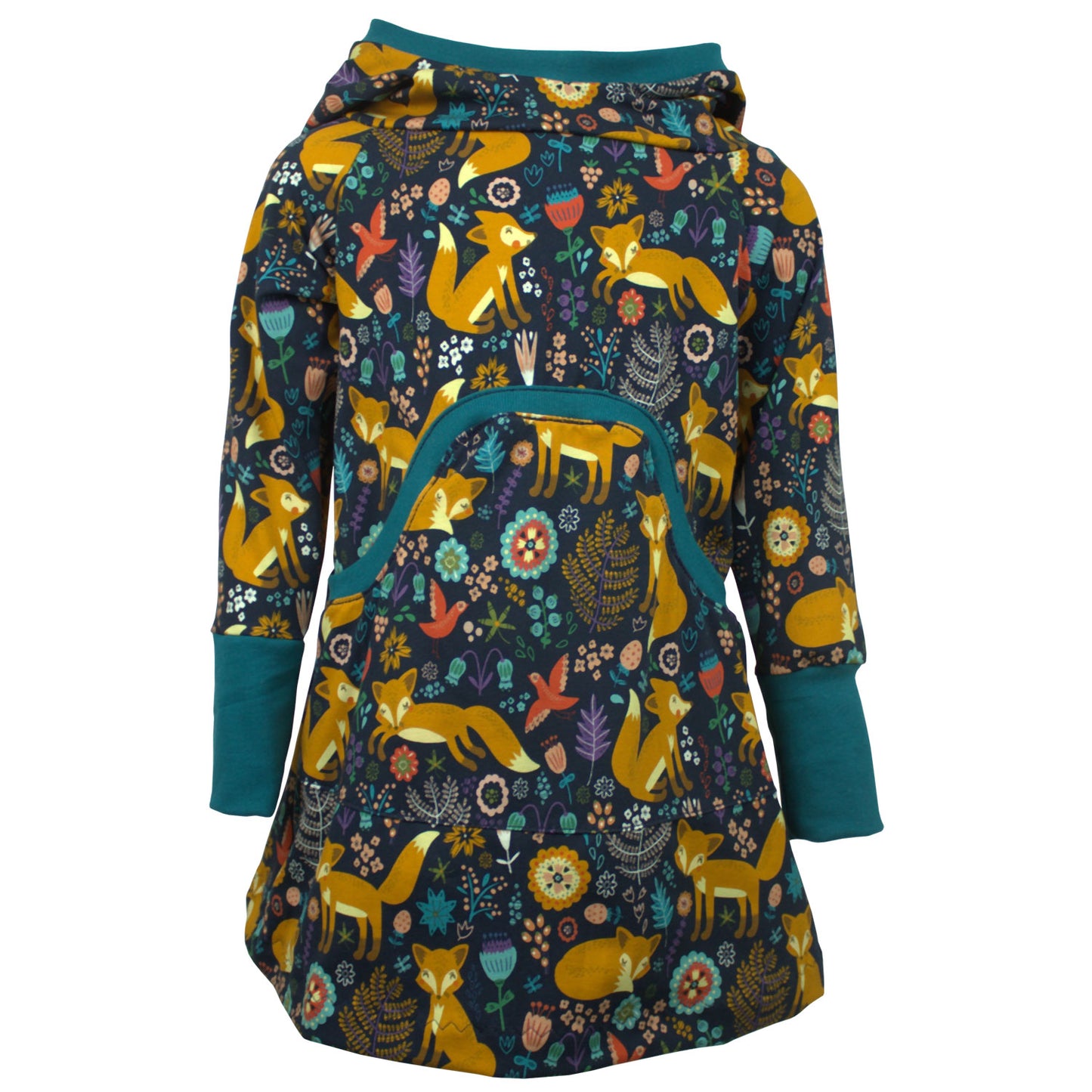 Kinder Retrokleid Hoodiekleid Fuchs