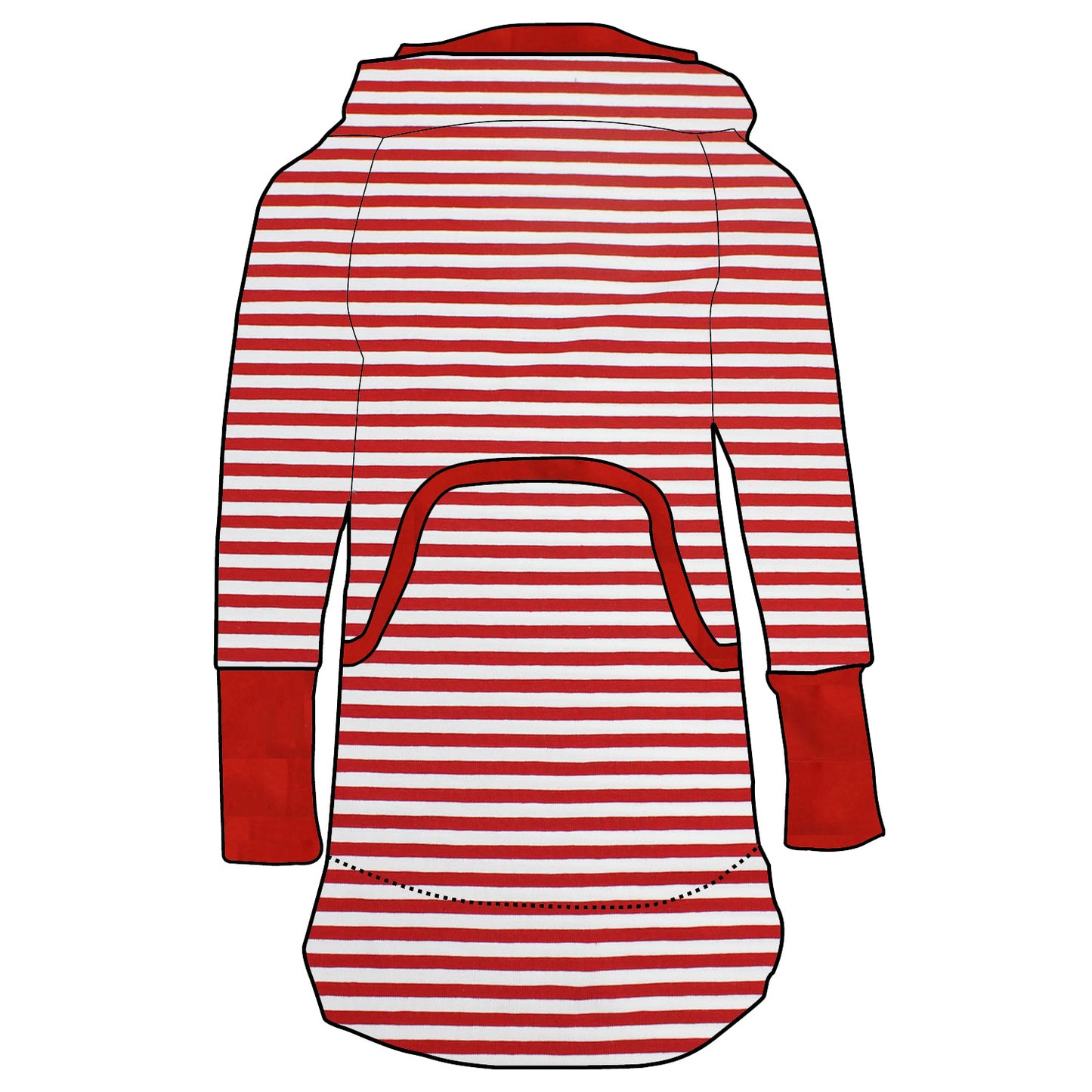 Kinder Retrokleid Hoodiekleid Rote Ringel