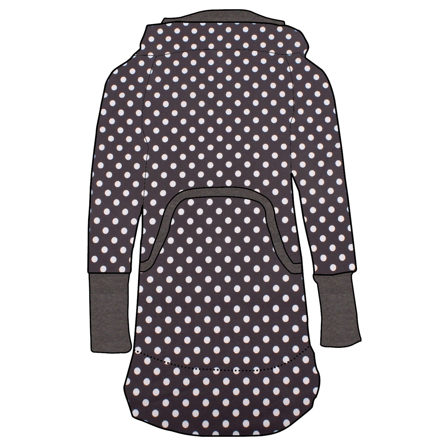 Kinder Retrokleid Hoodiekleid Punkte dunkelgrau