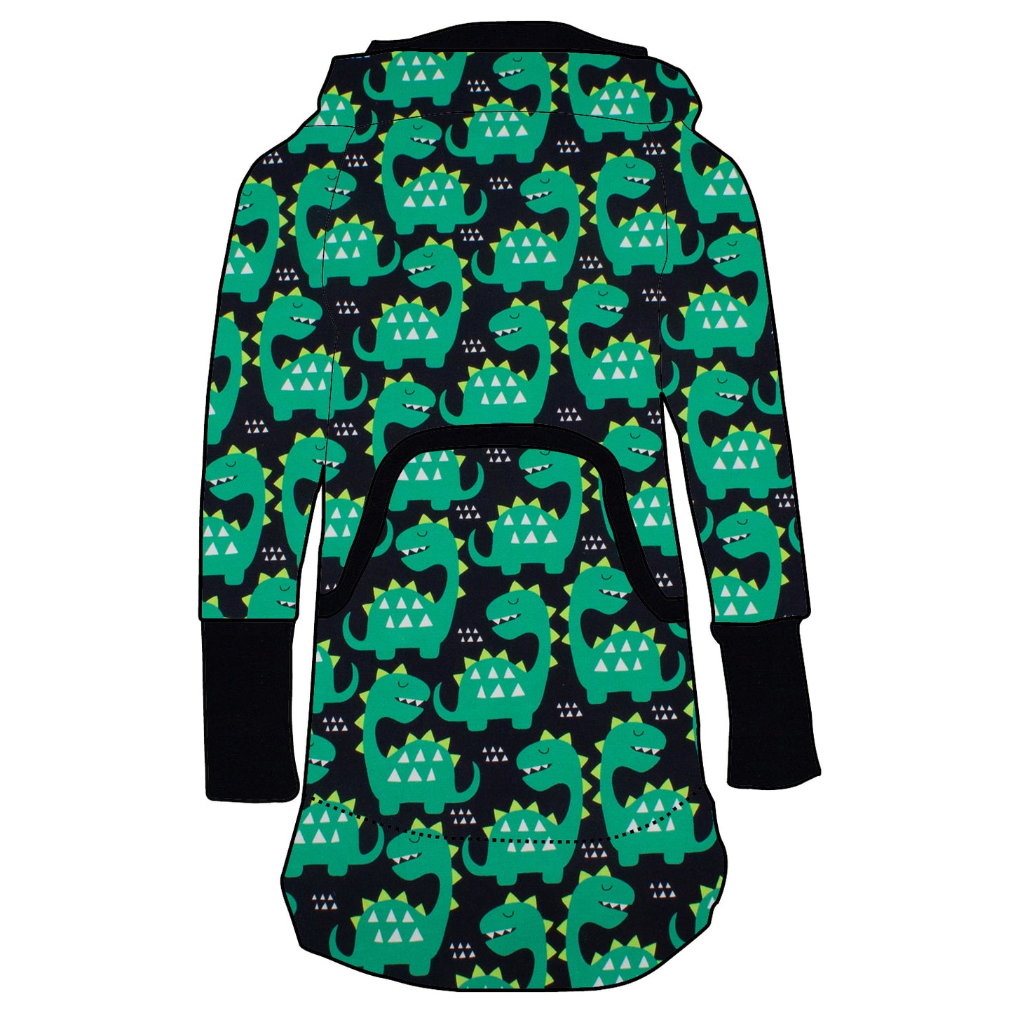 Kinder Retrokleid Hoodiekleid Grüne Dinosaurier
