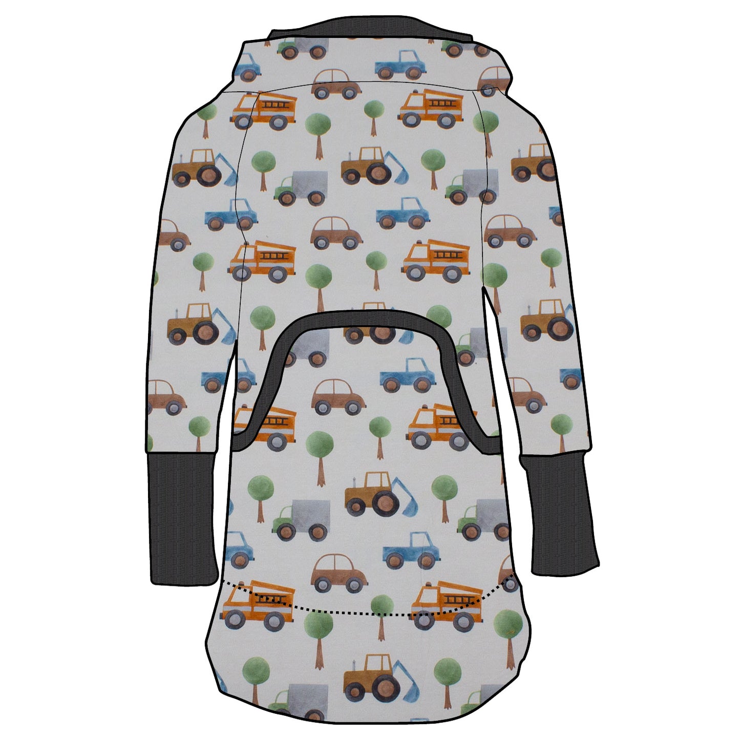Kinder Retrokleid Hoodiekleid Kleiner Fuhrpark