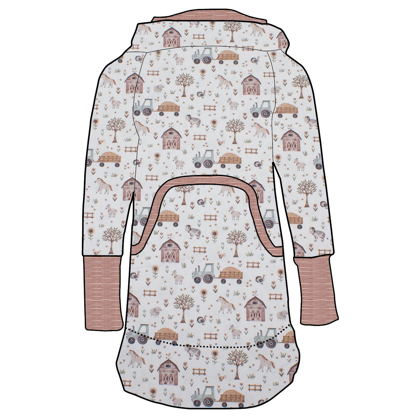 Kinder Retrokleid Hoodiekleid Der Bauernhof