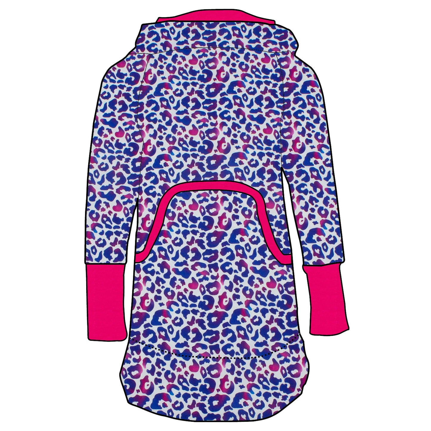 Kinder Retrokleid Hoodiekleid Leo lila / pink