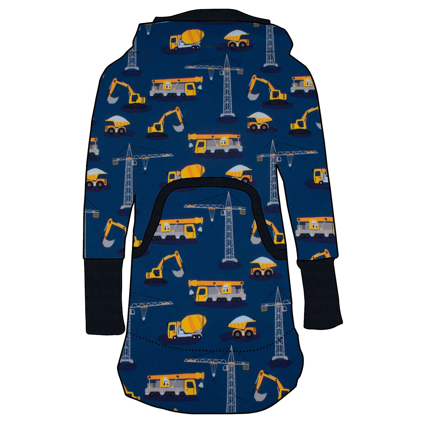 Kinder Retrokleid Hoodiekleid Bagger Kran Laster