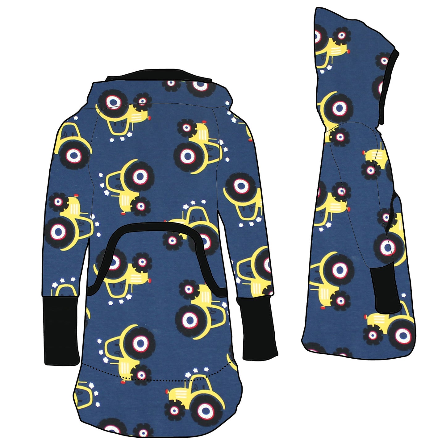 Kinder Retrokleid Hoodiekleid Trecker dunkelblau