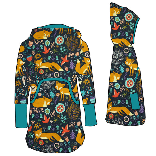 Kinder Retrokleid Hoodiekleid Fuchs