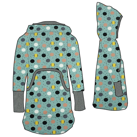 Damen Retrokleid Hoodiekleid Retropunkte