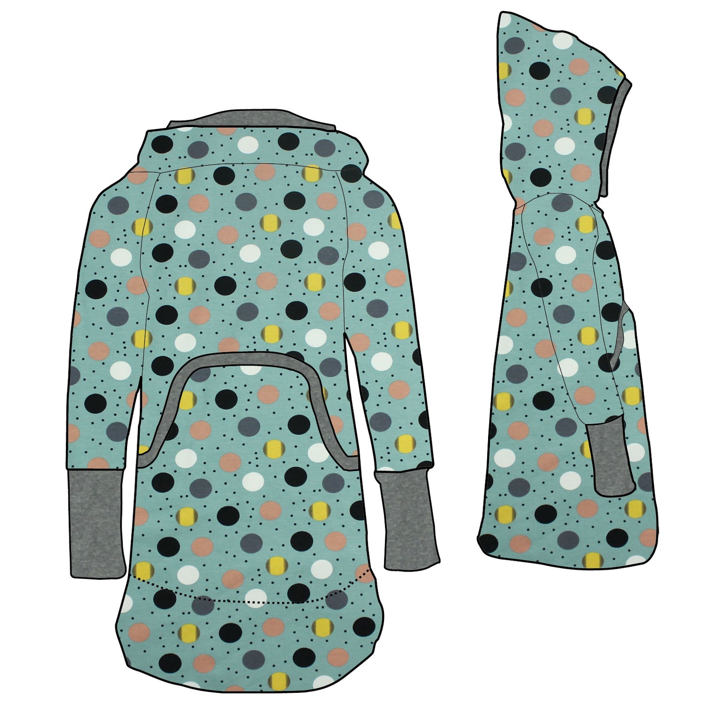Kinder Retrokleid Hoodiekleid Retropunkte