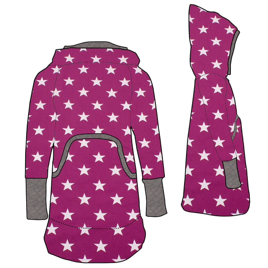 Kinder Retrokleid Hoodiekleid Sterne beere