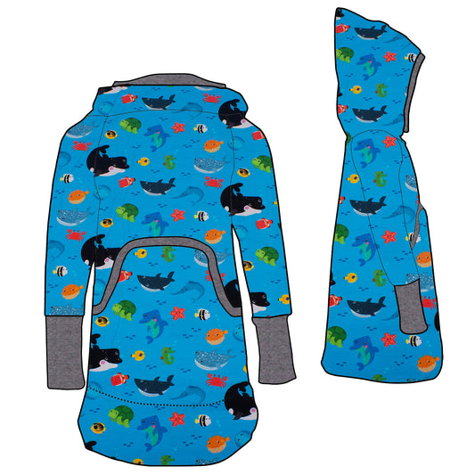 Damen Retrokleid Hoodiekleid Meerestiere