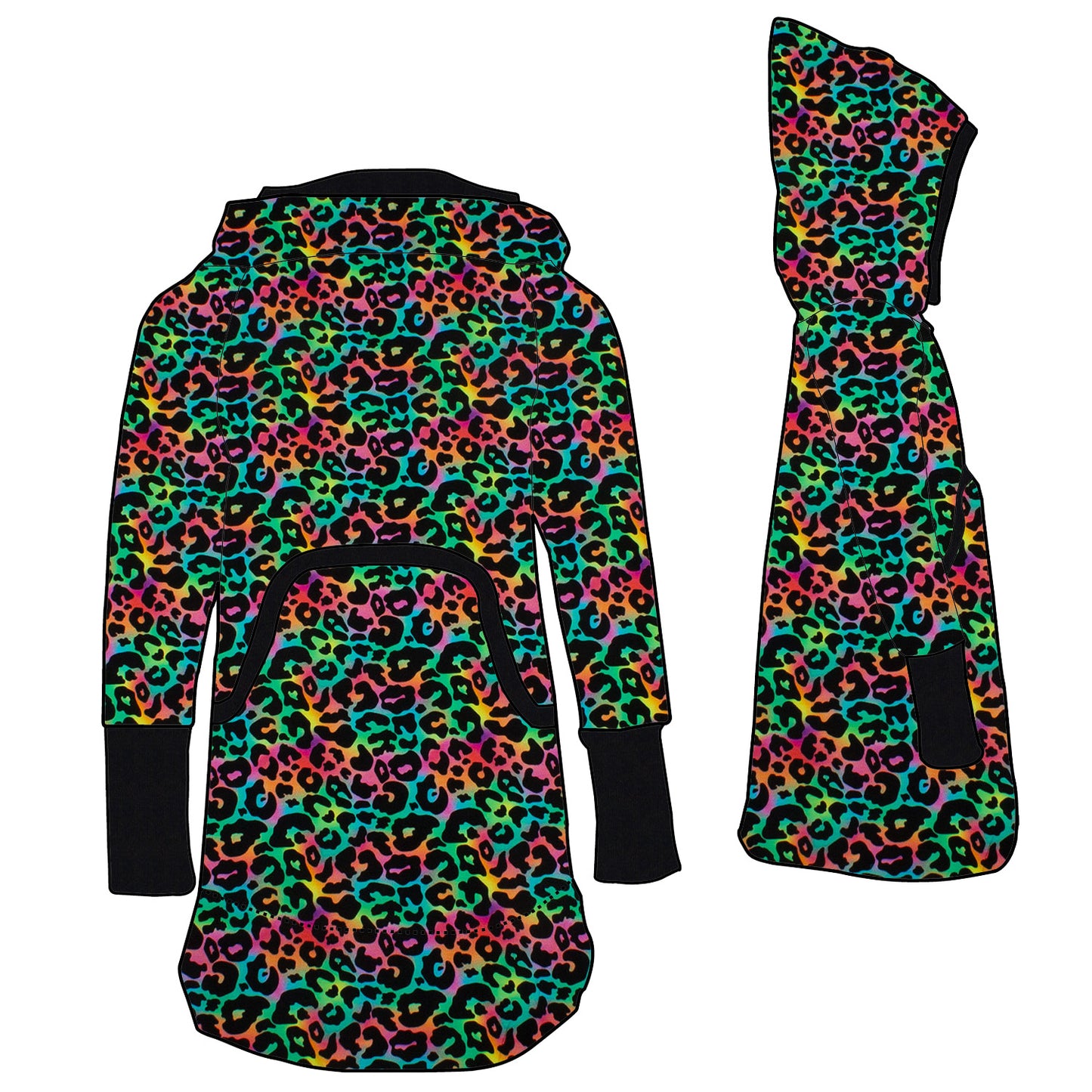 Kinder Retrokleid Hoodiekleid Leo Regenbogenfarben