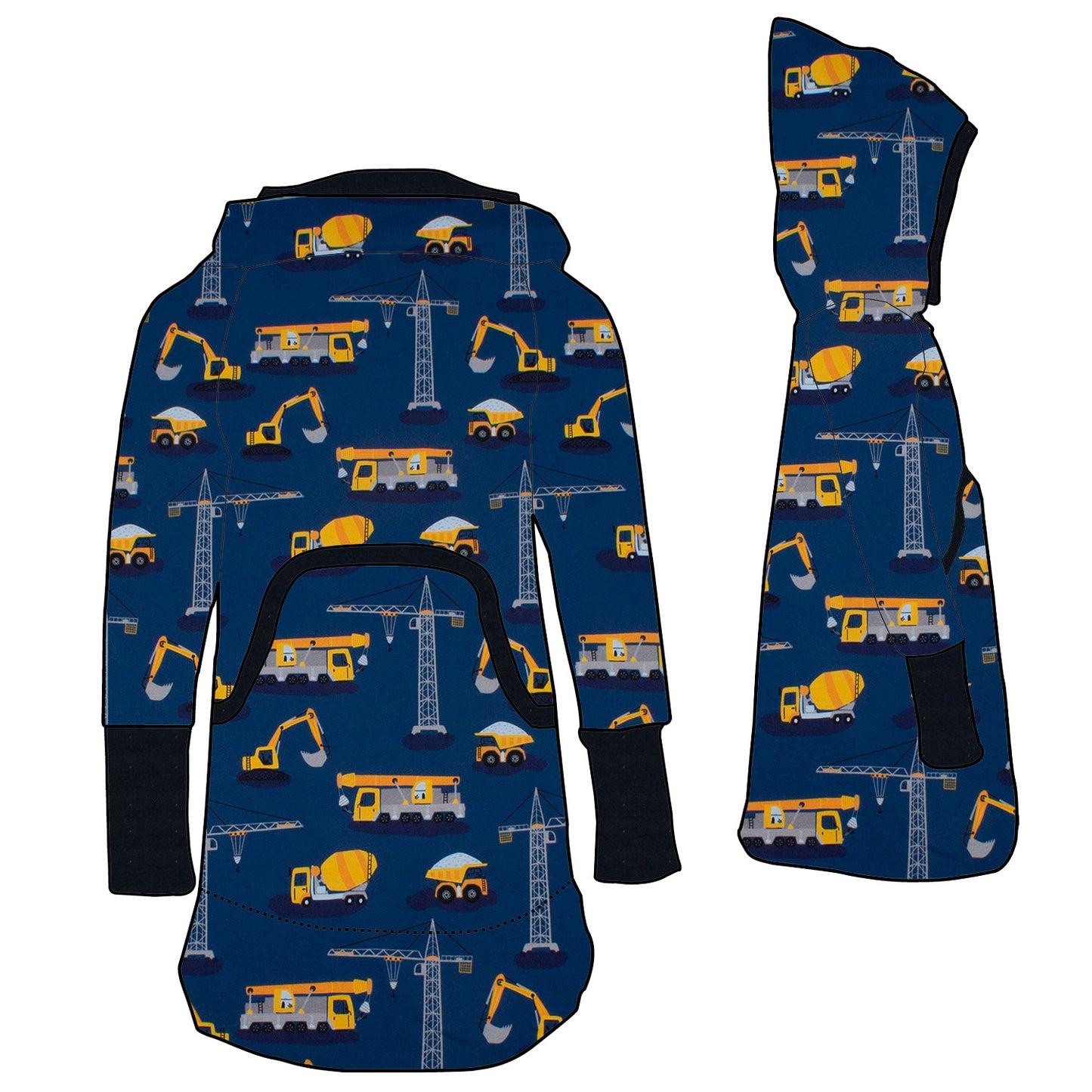 Kinder Retrokleid Hoodiekleid Bagger Kran Laster