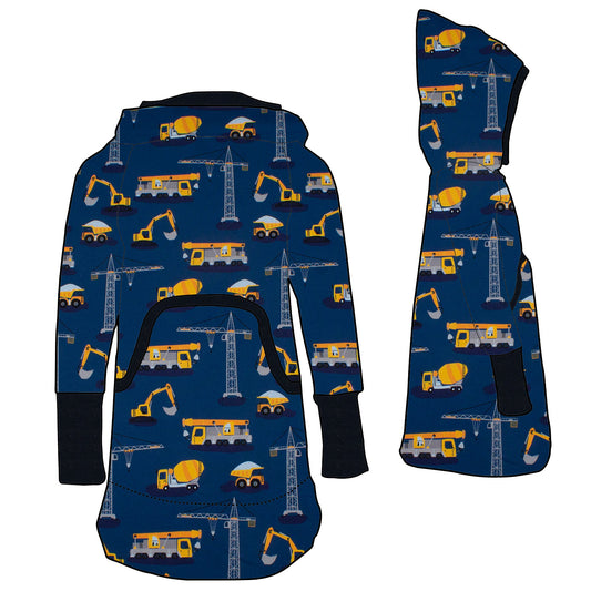 Kinder Retrokleid Hoodiekleid Bagger Kran Laster