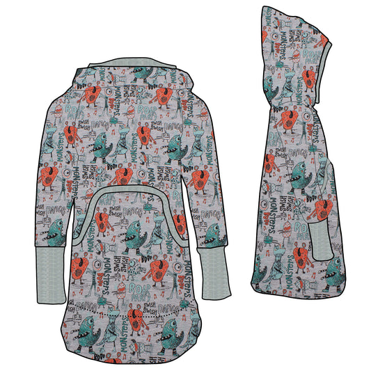 Damen Retrokleid Hoodiekleid Partymonster
