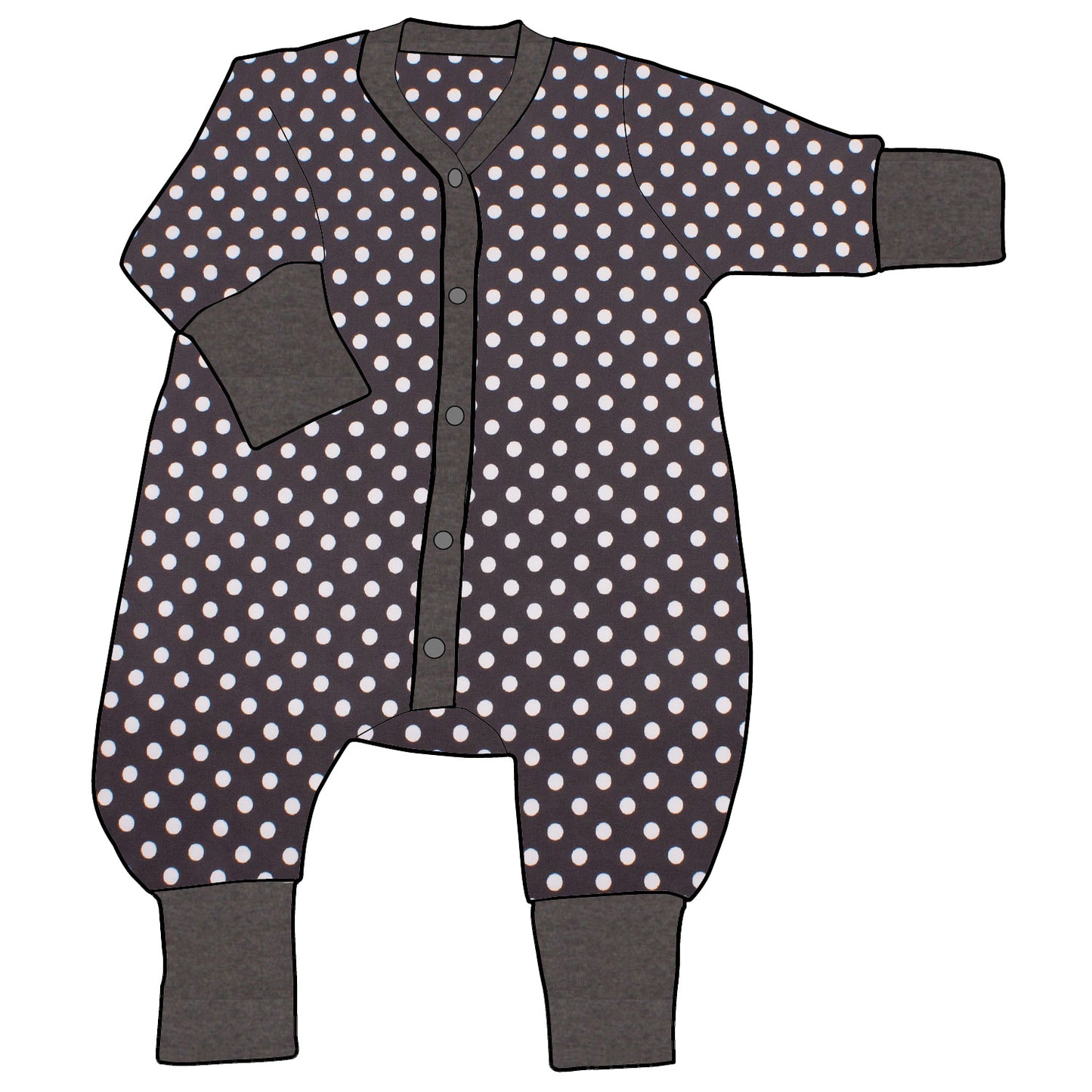 Kinder Einteiler Jumpsuit Punkte dunkelgrau