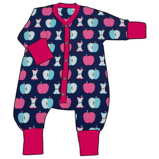 Kinder Einteiler Jumpsuit Äpfel dunkelblau