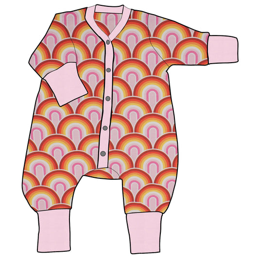 Kinder Einteiler Jumpsuit Regenbogen rosa