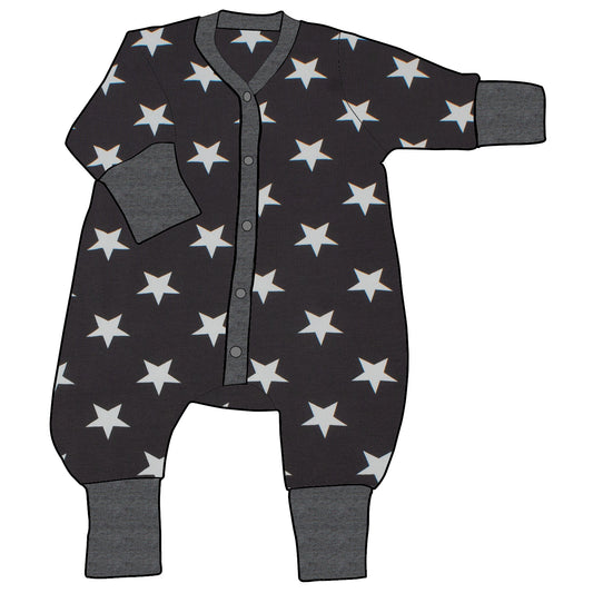 Kinder Einteiler Jumpsuit Sterne grau
