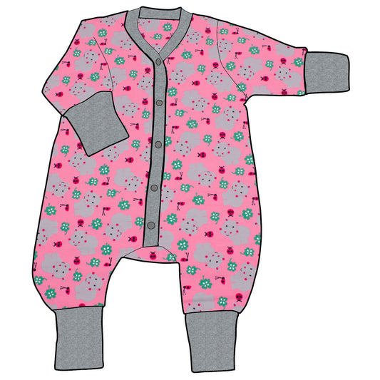 Kinder Einteiler Jumpsuit Nilpferd rosa
