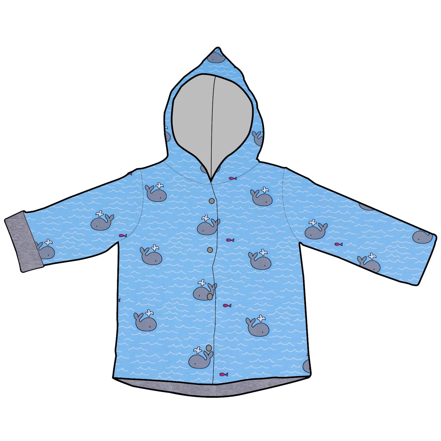 Kinder Wendejacke Übergangsjacke Kleiner Wal hellblau