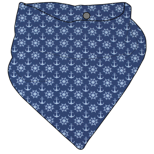 Kinder Mini Halstuch zum knöpfen Anker Steuerrad blau