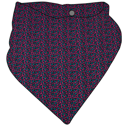 Kinder Mini Halstuch zum knöpfen Musselin Leopard pink/türkis
